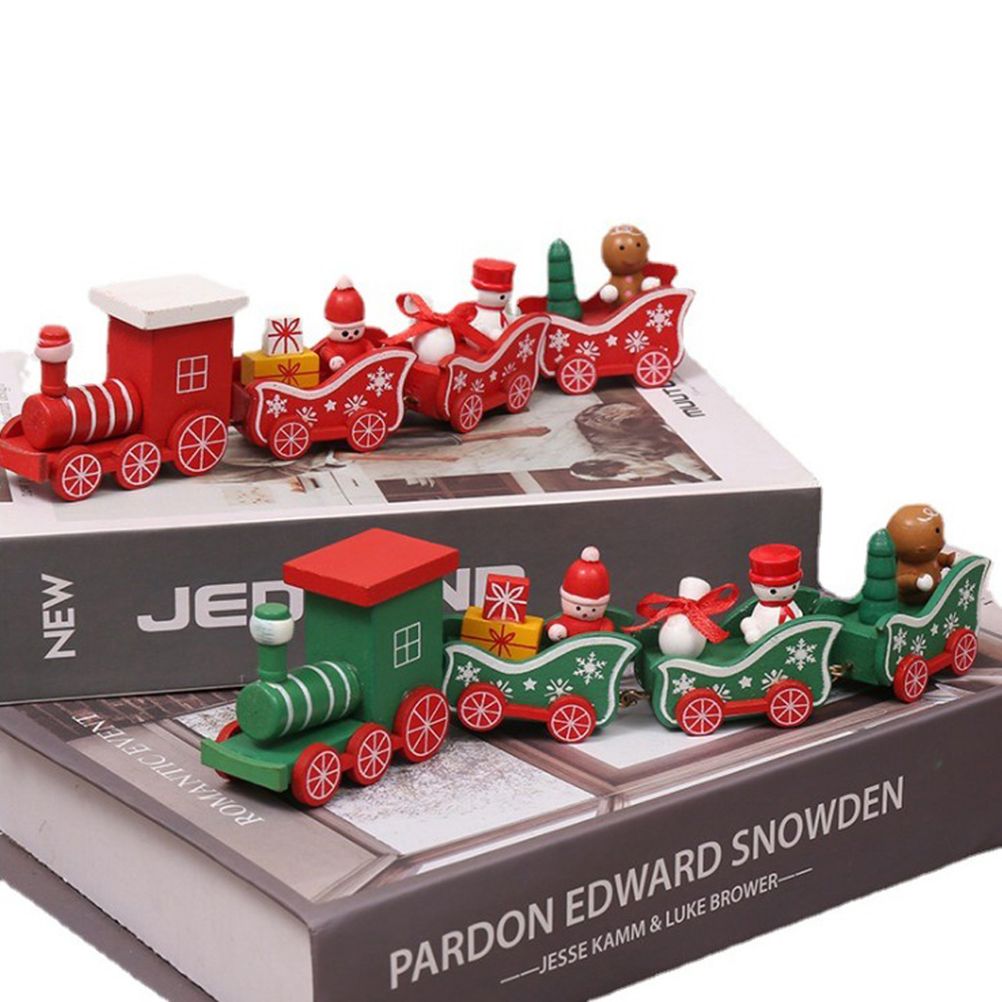 Christmas Wooden Four Section Small Train Christmas Tree Decoration The view 2