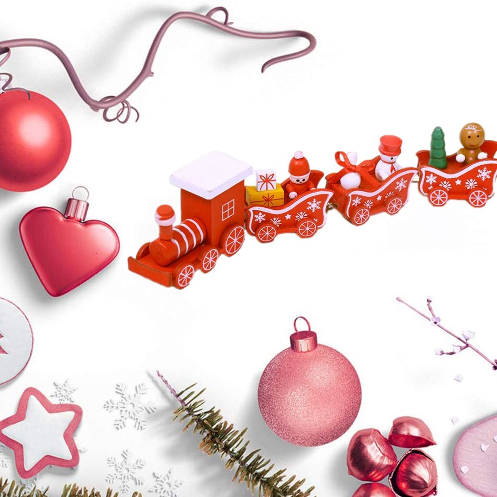 Christmas Wooden Four Section Small Train Christmas Tree Decoration The view 3