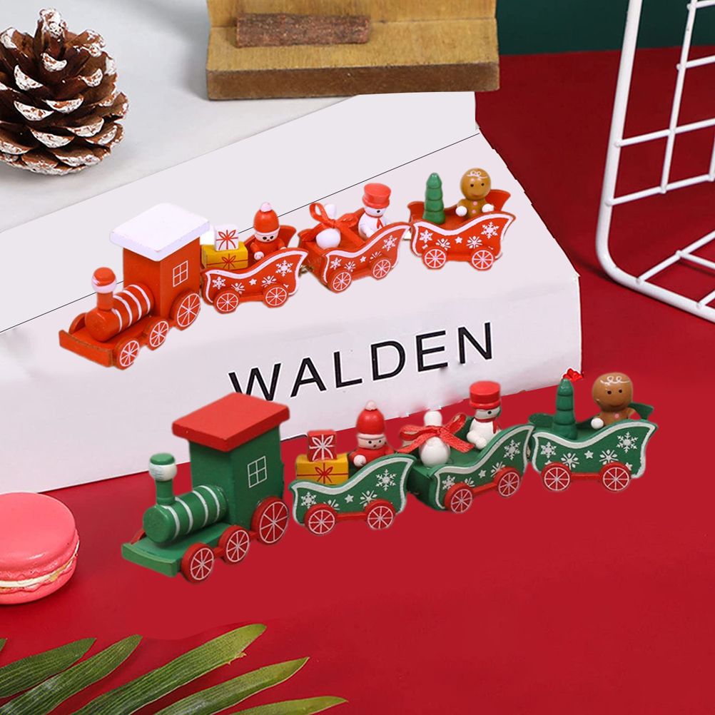 Christmas Wooden Four Section Small Train Christmas Tree Decoration The view 4