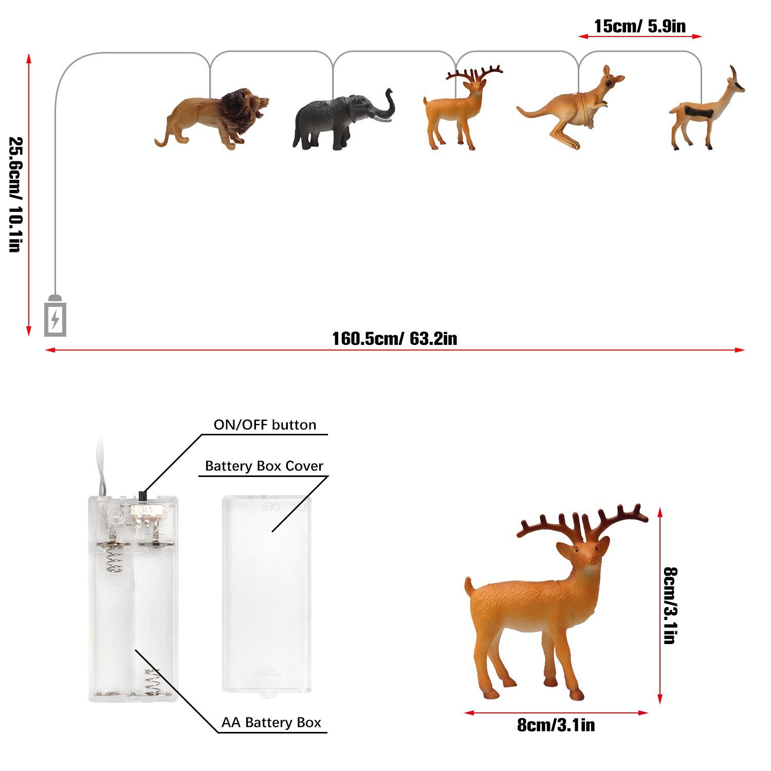 Animal String Lights 10 LEDs Small Animals String Lights Children Room view 3