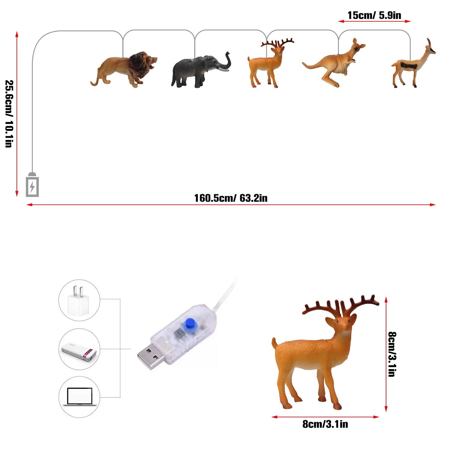 Animal String Lights 10 LEDs Small Animals String Lights Children Room view 3