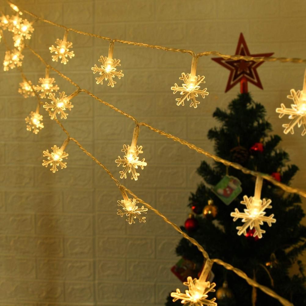 Christmas Snowflake Light 10 feet 20 LED Battery Operated Snowflakes String — image 1