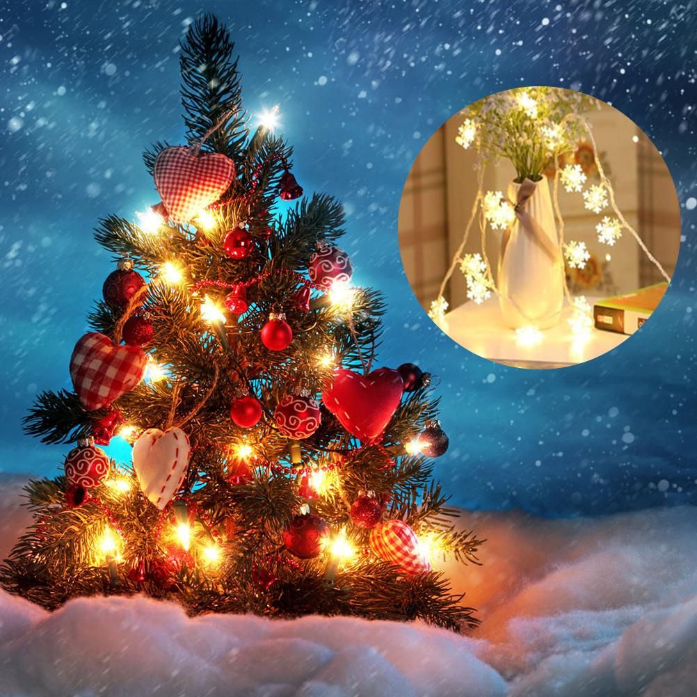 Christmas Snowflake Light 10 feet 20 LED Battery Operated Snowflakes String view 4