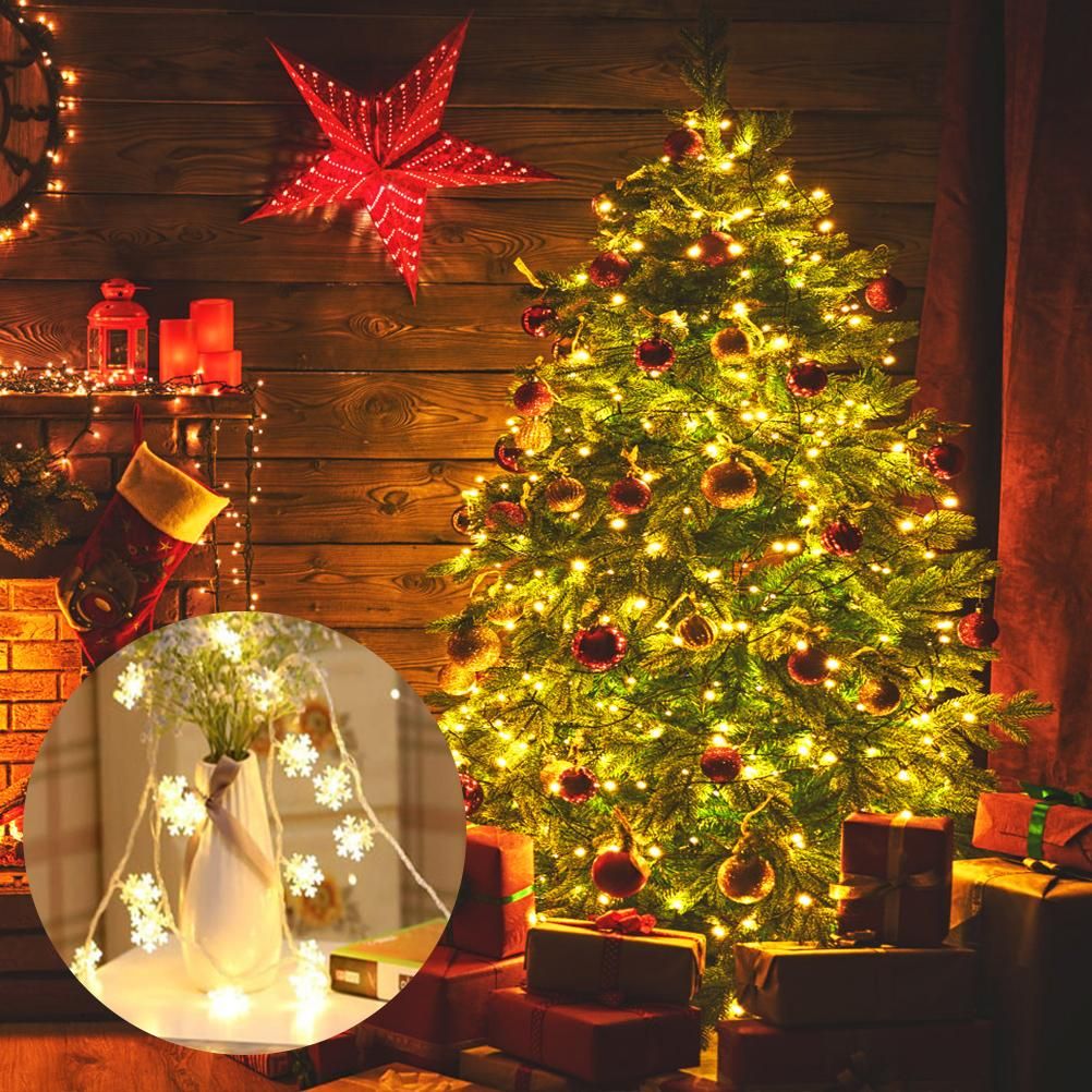 Christmas Snowflake Light 10 feet 20 LED Battery Operated Snowflakes String view 7
