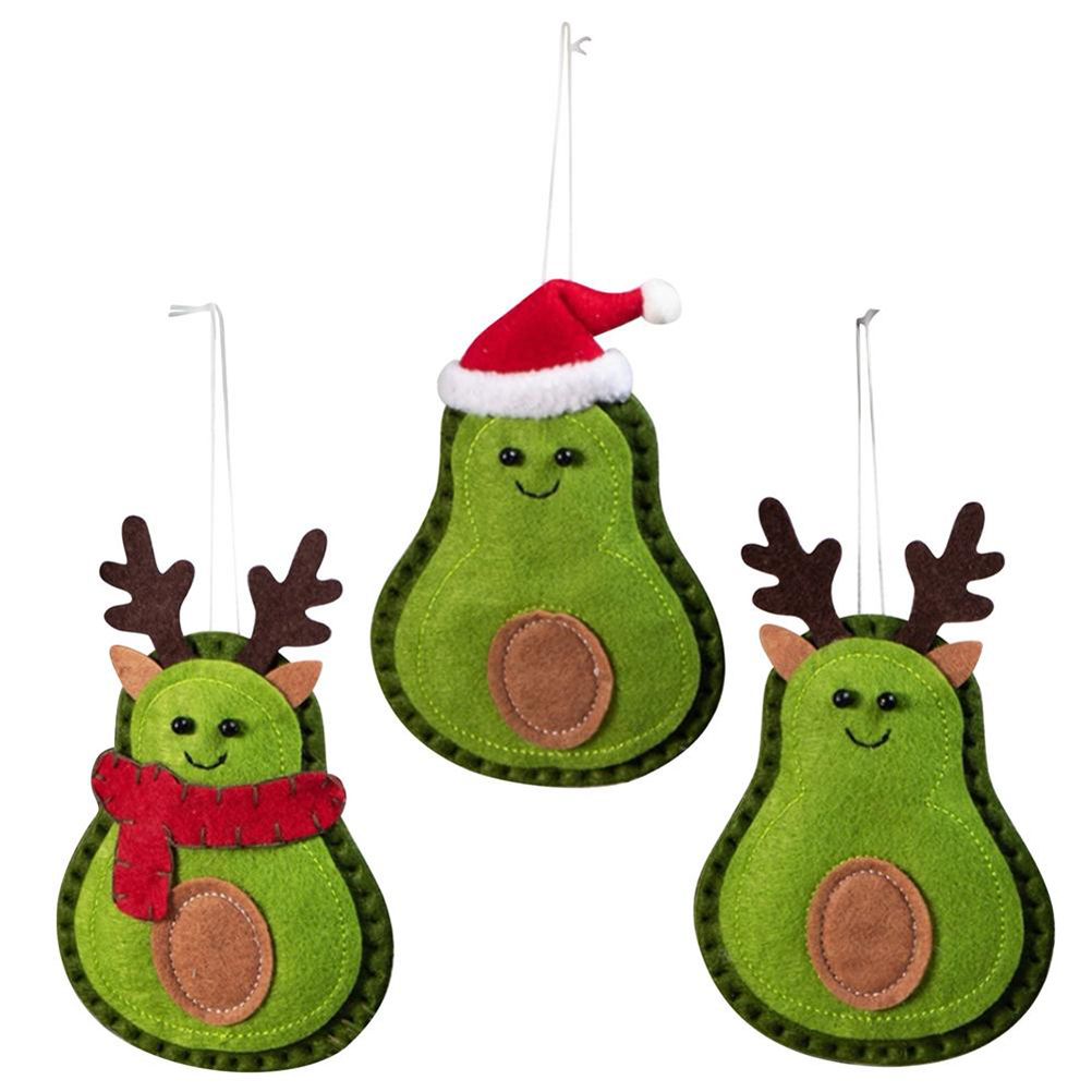 3Pcs Christmas Avocado Green Doll Pendant Christmas Tree Hanging Decoration