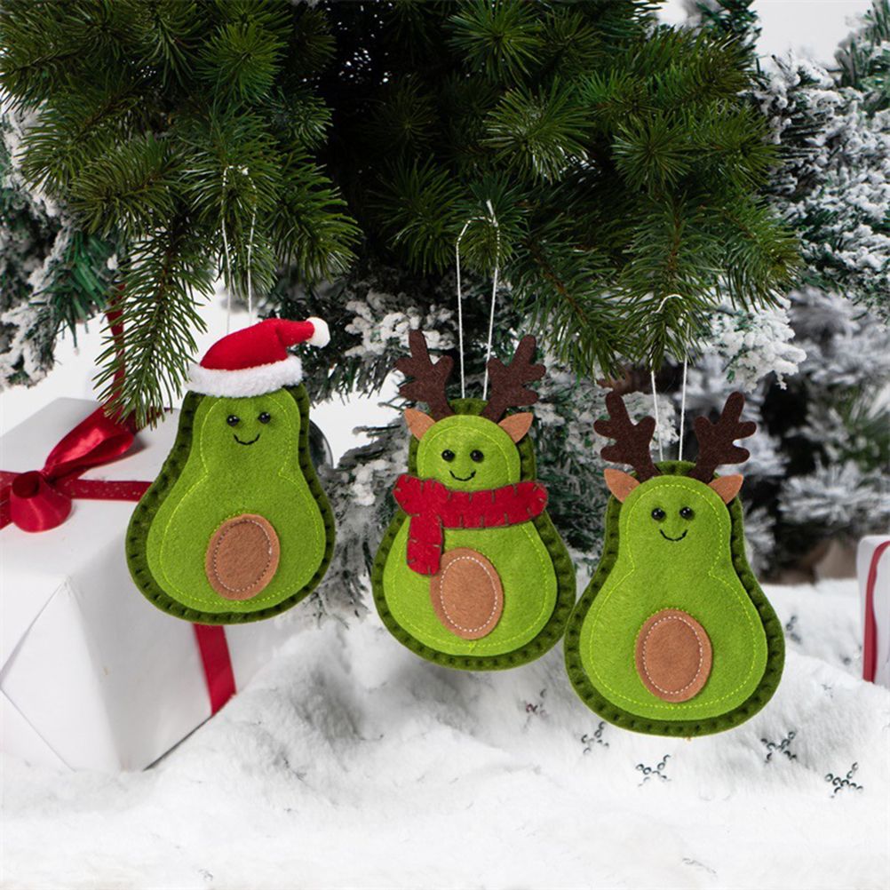 3Pcs Christmas Avocado Green Doll Pendant Christmas Tree Hanging Decoration view 2