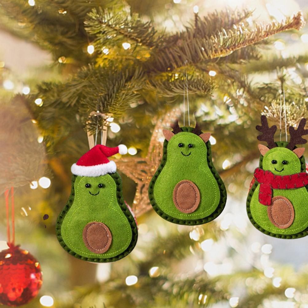 3Pcs Christmas Avocado Green Doll Pendant Christmas Tree Hanging Decoration view 4