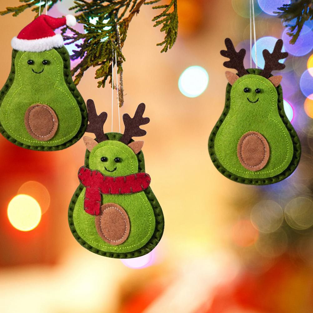 3Pcs Christmas Avocado Green Doll Pendant Christmas Tree Hanging Decoration view 5