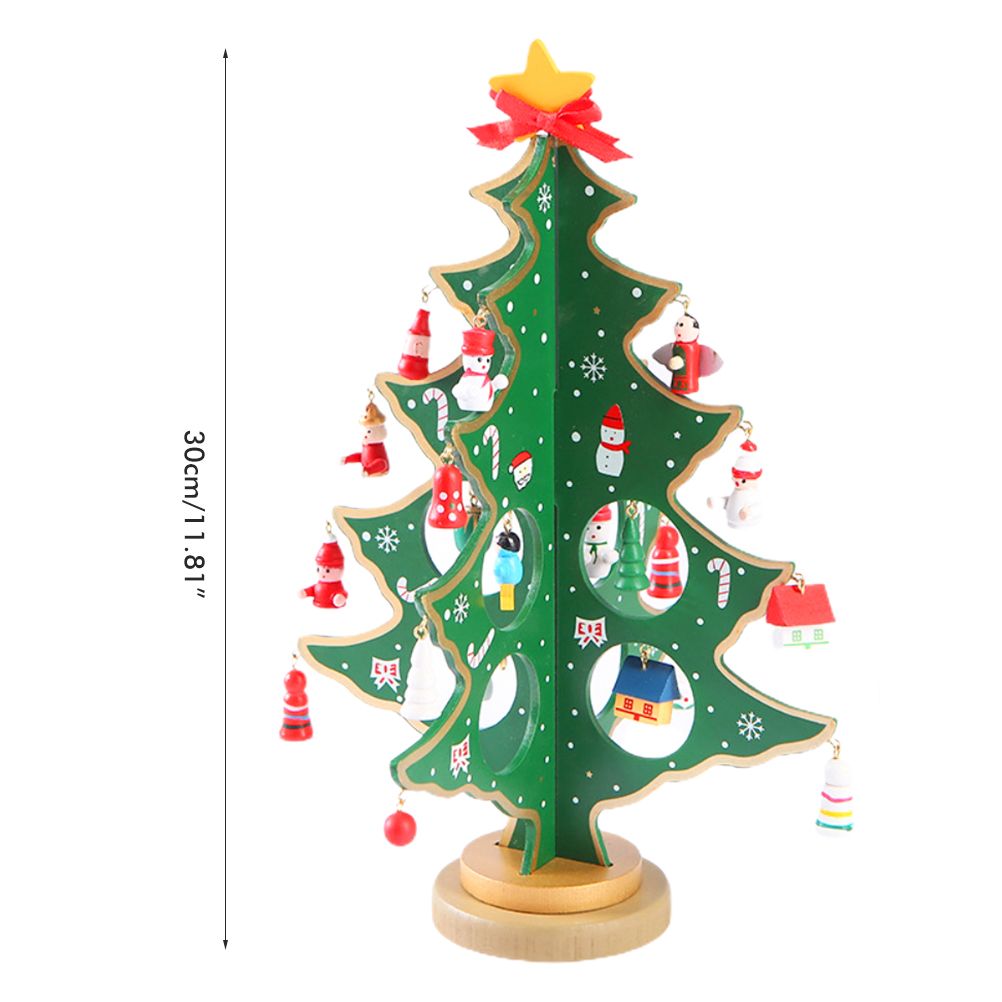 Desktop Christmas Tree Decoration Mini Wooden DIY Christmas Tree Ornaments view 2
