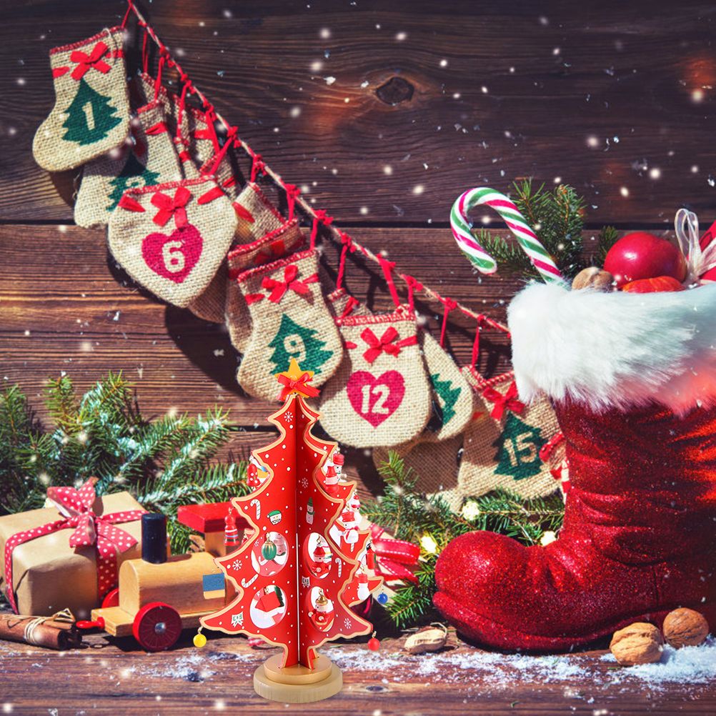 Desktop Christmas Tree Decoration Mini Wooden DIY Christmas Tree Ornaments view 8