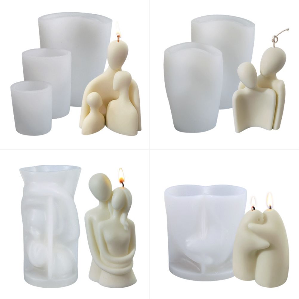 Portrait Aromatherapy Candle Molds Reusable DIY Couple Candle Mold Family view 2