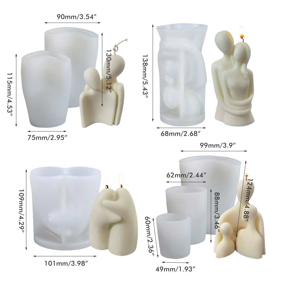 Portrait Aromatherapy Candle Molds Reusable DIY Couple Candle Mold Family view 4