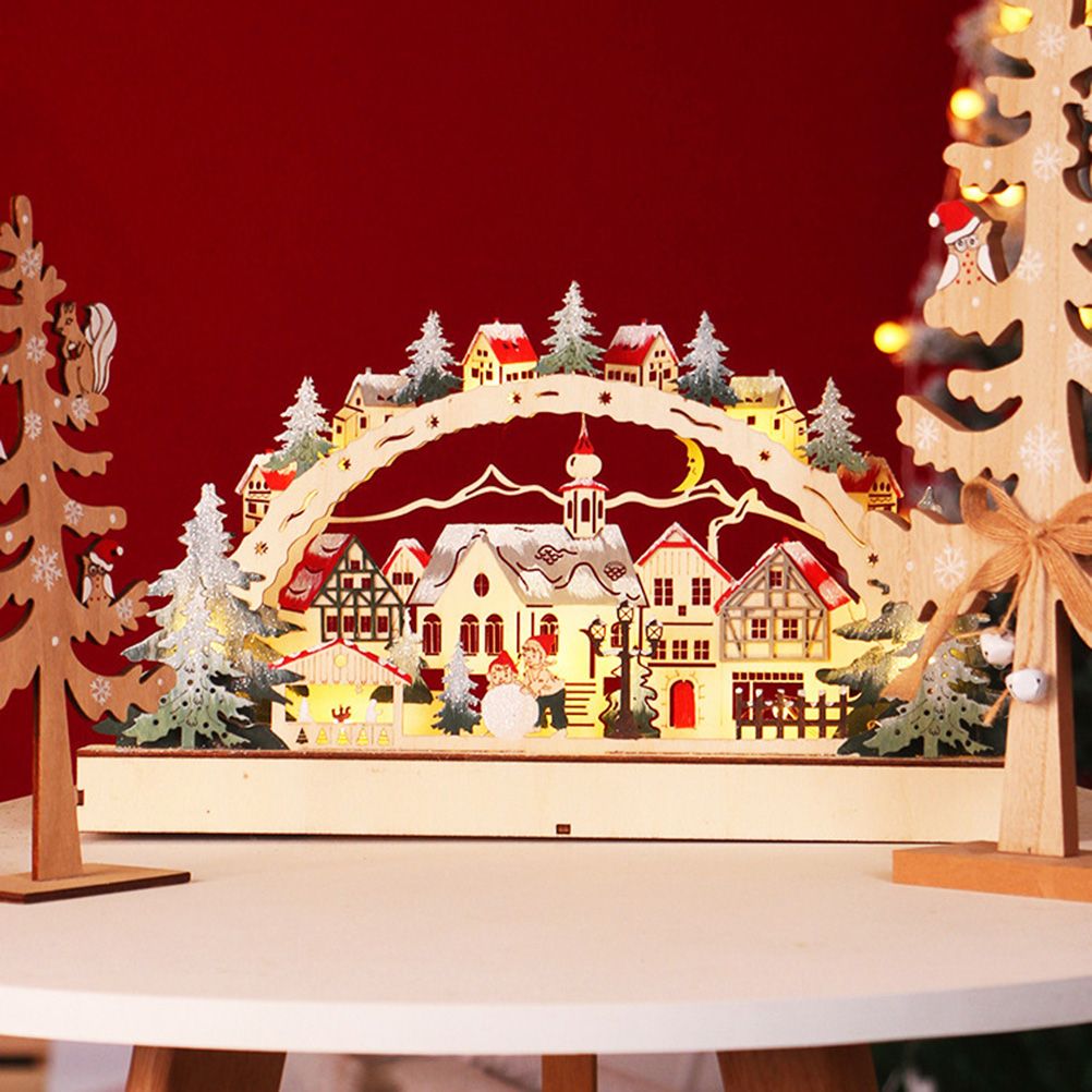 Christmas House LED Christmas Forest Scene Wooden Christmas Village for view 4
