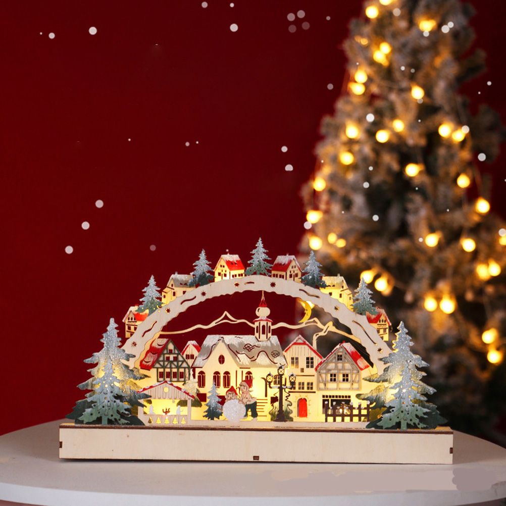 Christmas House LED Christmas Forest Scene Wooden Christmas Village for view 5