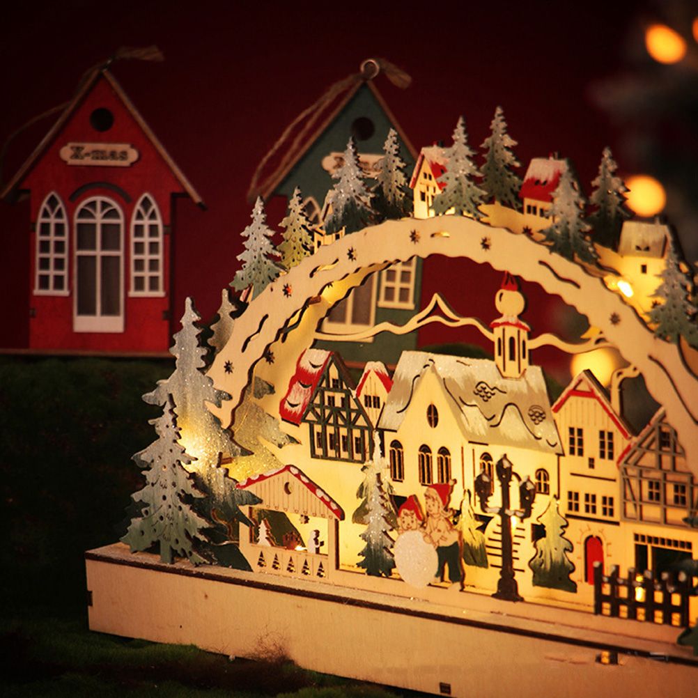 Christmas House LED Christmas Forest Scene Wooden Christmas Village for view 6