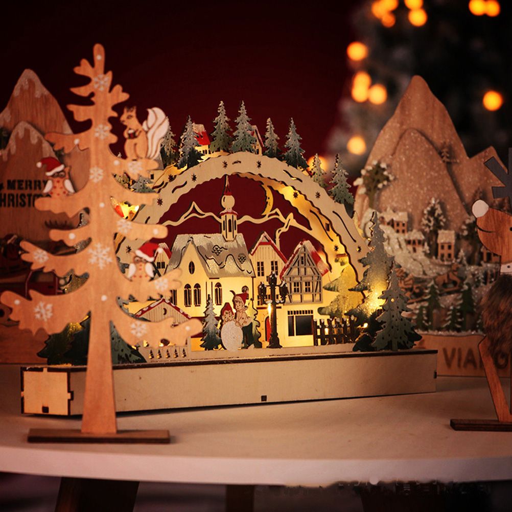 Christmas House LED Christmas Forest Scene Wooden Christmas Village for view 8