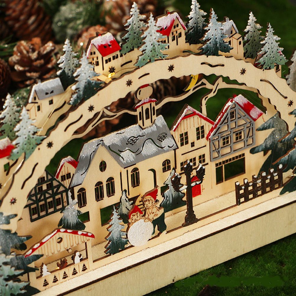 Christmas House LED Christmas Forest Scene Wooden Christmas Village for view 9