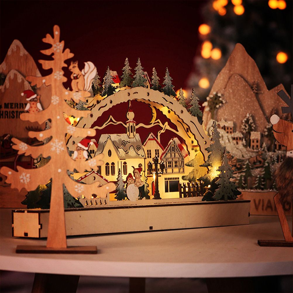 Christmas House LED Christmas Forest Scene Wooden Christmas Village for view 10