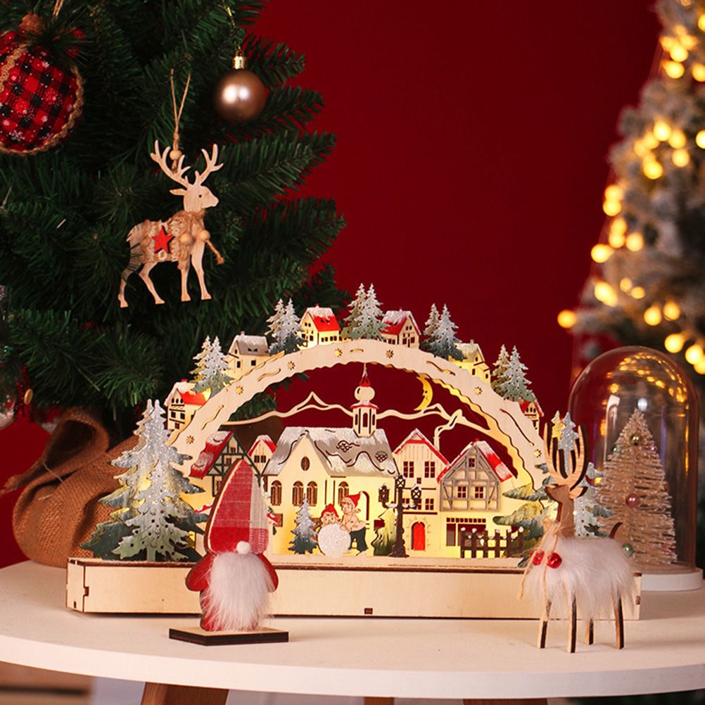 Christmas House LED Christmas Forest Scene Wooden Christmas Village for view 11