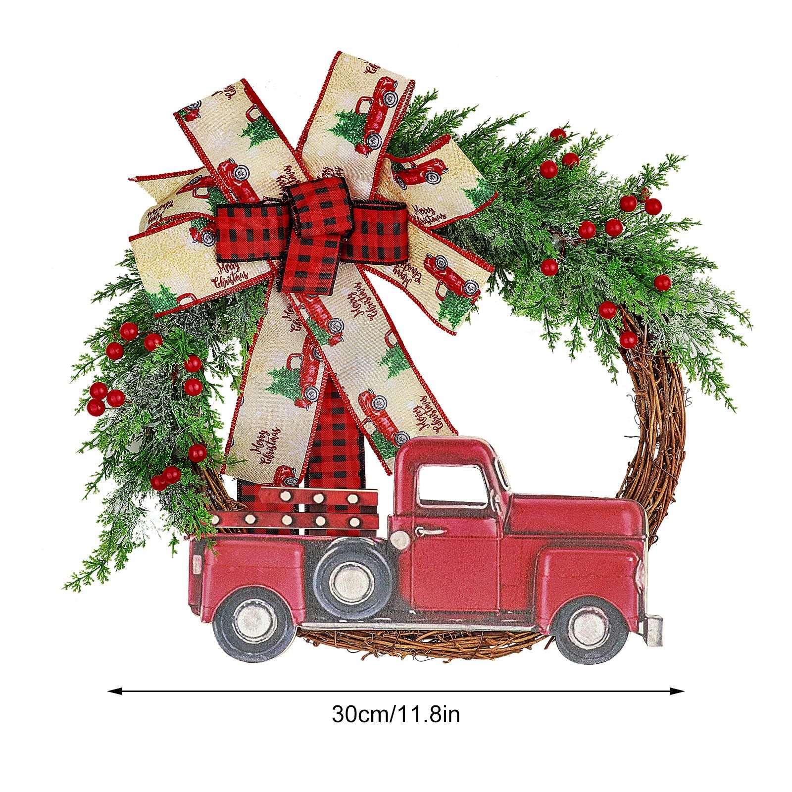 Red Truck Christmas Wreath Fall Wreath for Front Door Decorations for view 2