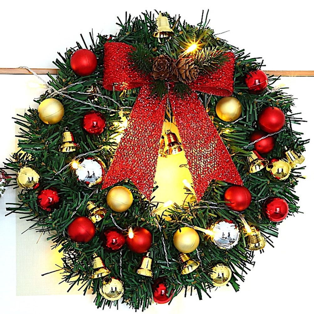 Xmas Wreath with 20 LED Lights and Bells Christmas Garland Light String Branch