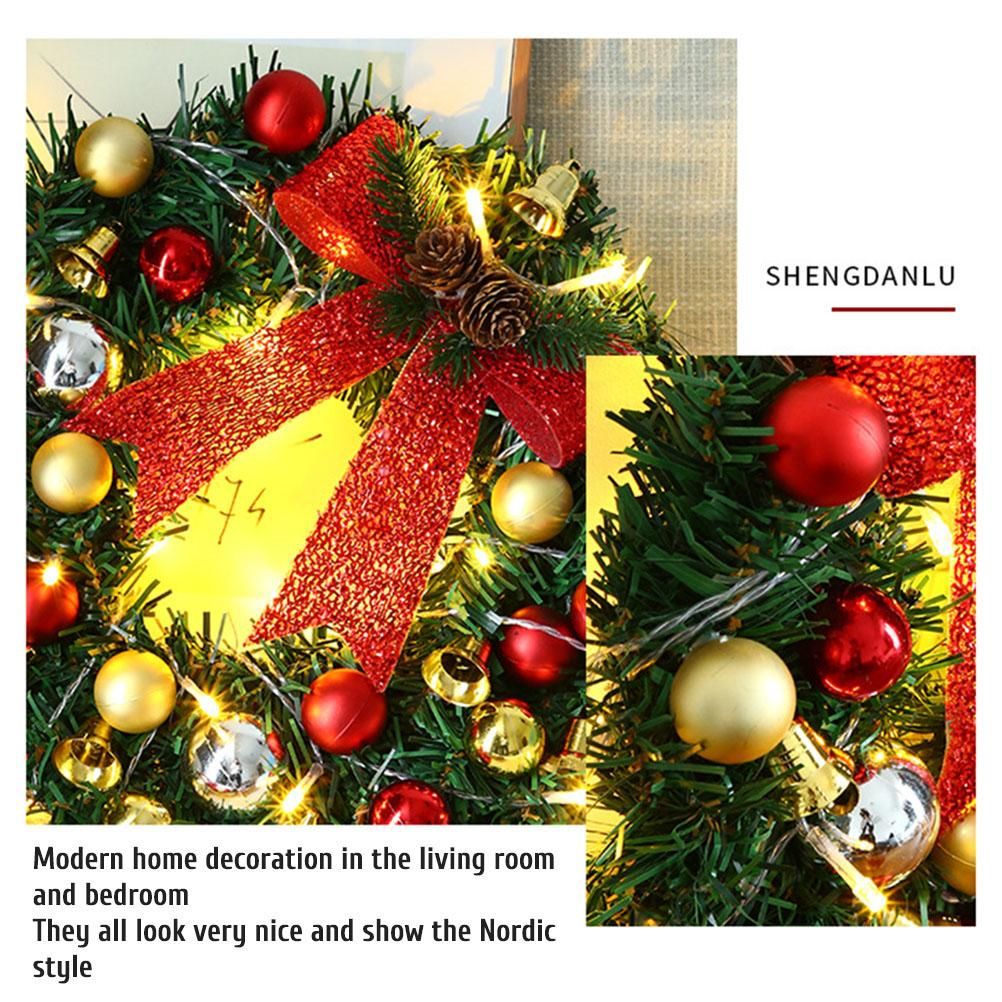 Xmas Wreath with 20 LED Lights and Bells Christmas Garland Light String Branch view 5