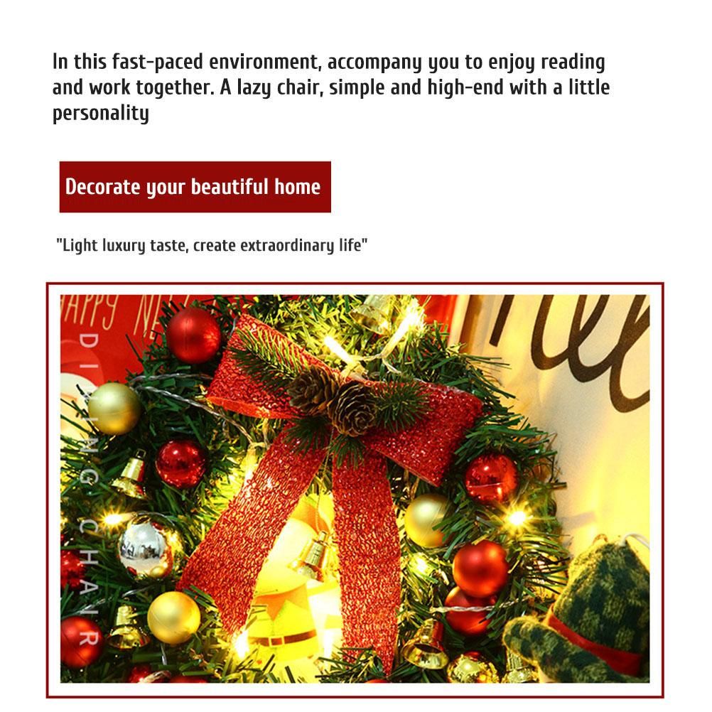 Xmas Wreath with 20 LED Lights and Bells Christmas Garland Light String Branch view 6