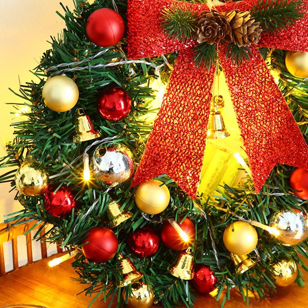Xmas Wreath with 20 LED Lights and Bells Christmas Garland Light String Branch view 9