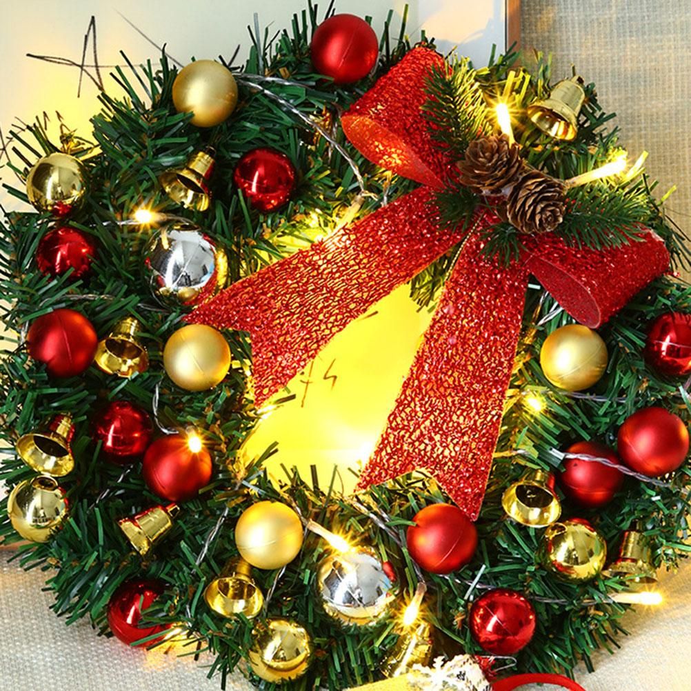 Xmas Wreath with 20 LED Lights and Bells Christmas Garland Light String Branch view 10