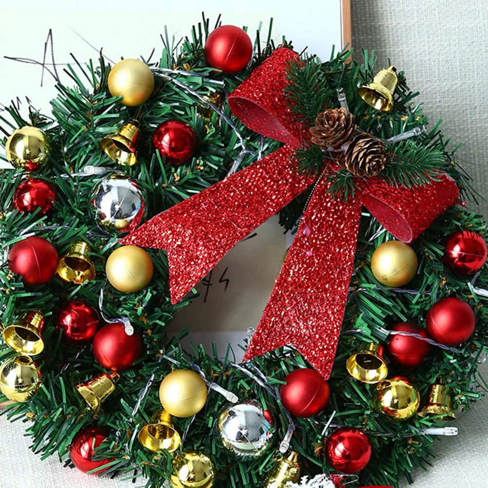 Xmas Wreath with 20 LED Lights and Bells Christmas Garland Light String Branch view 11
