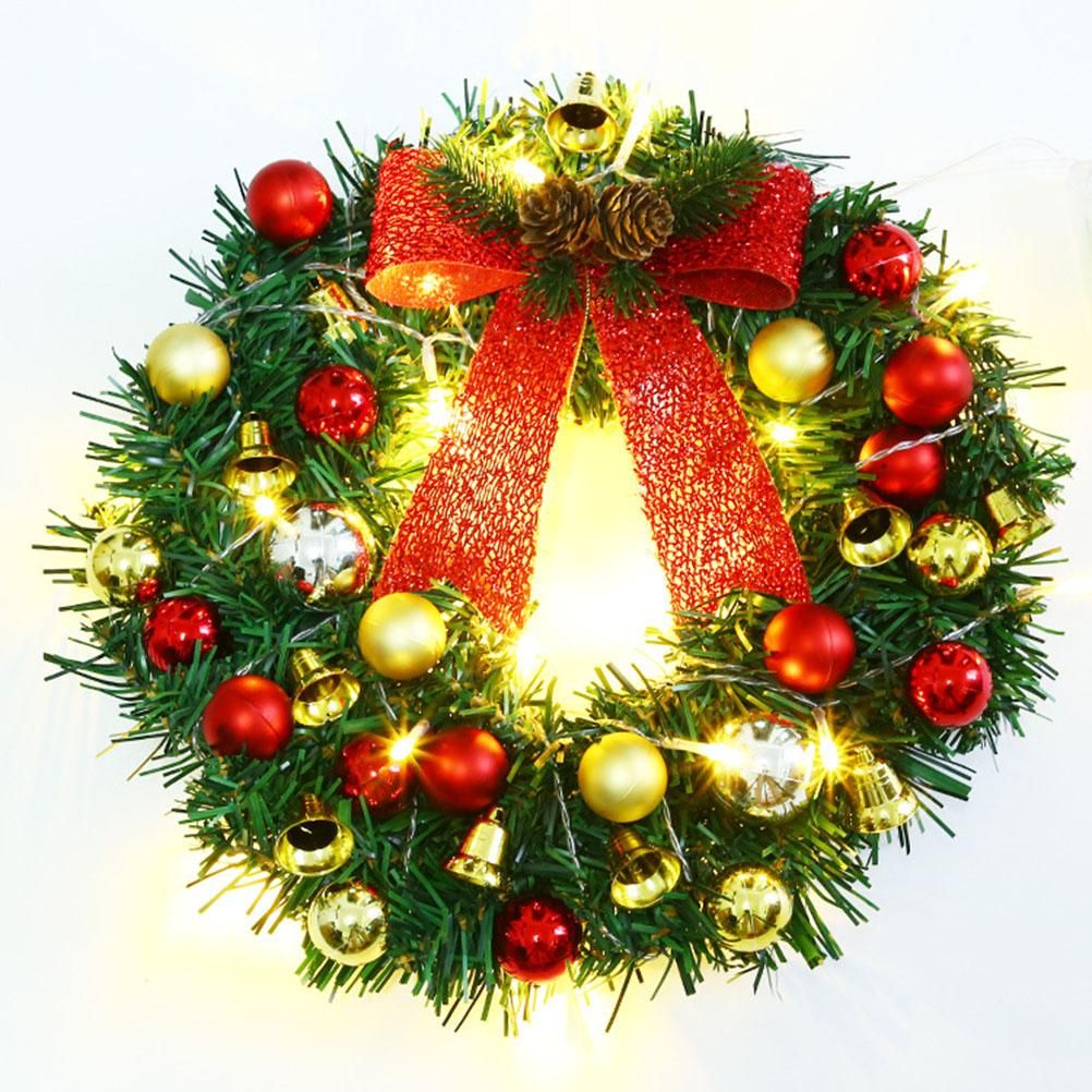 Xmas Wreath with 20 LED Lights and Bells Christmas Garland Light String Branch view 14