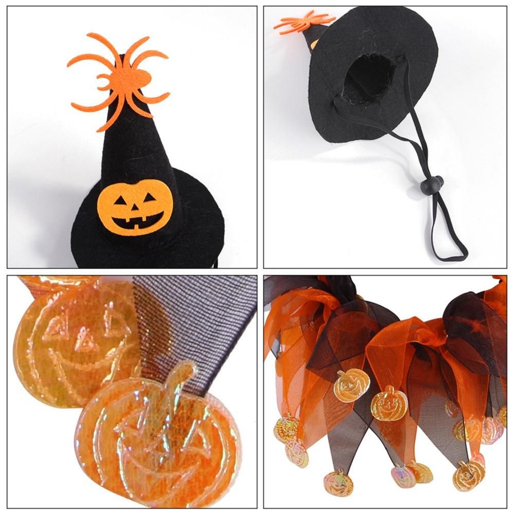 Halloween Collar Hat Set For Pet Dog Cat Head Bone Pattern Hat Funny Cosplay view 4