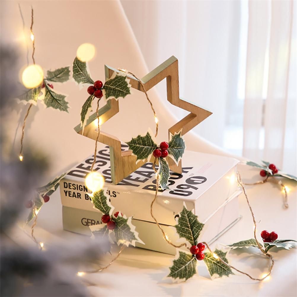 LED Christmas Decoration Light Christmas Red Fruit Leaf Copper Wire Lamp view 6