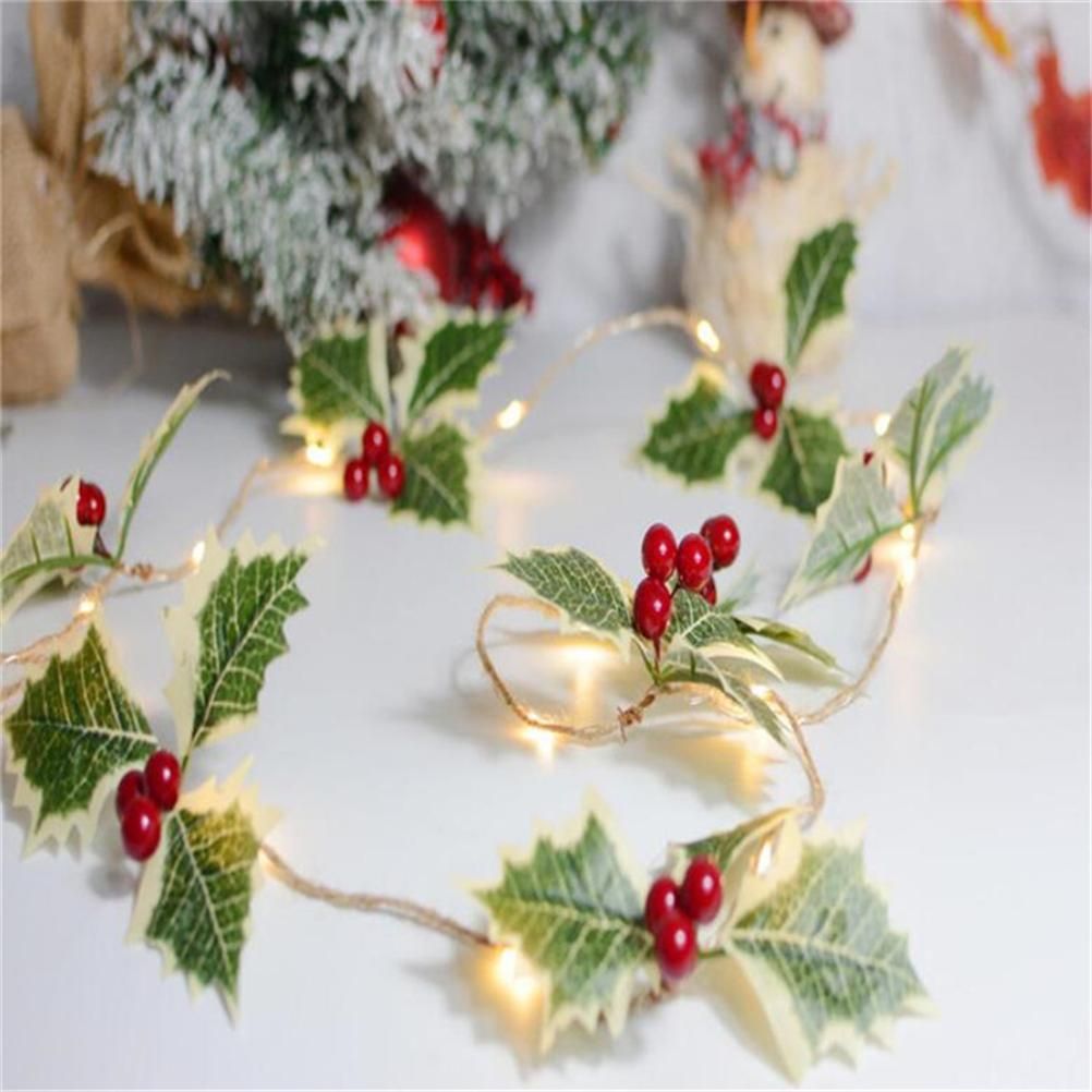 LED Christmas Decoration Light Christmas Red Fruit Leaf Copper Wire Lamp view 7