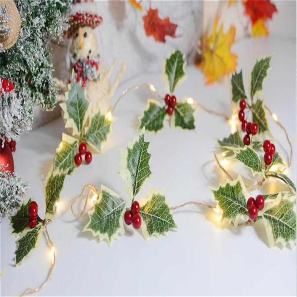 LED Christmas Decoration Light Christmas Red Fruit Leaf Copper Wire Lamp view 8