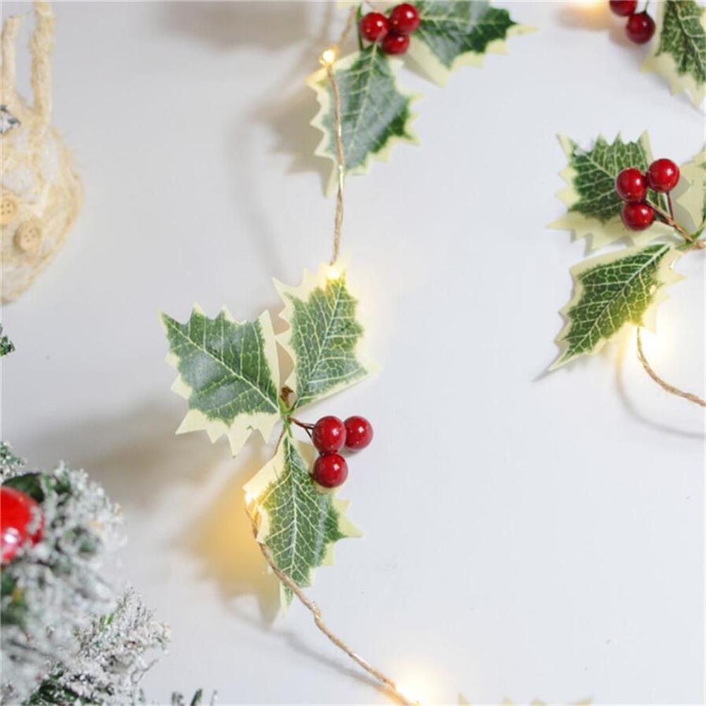 LED Christmas Decoration Light Christmas Red Fruit Leaf Copper Wire Lamp view 9