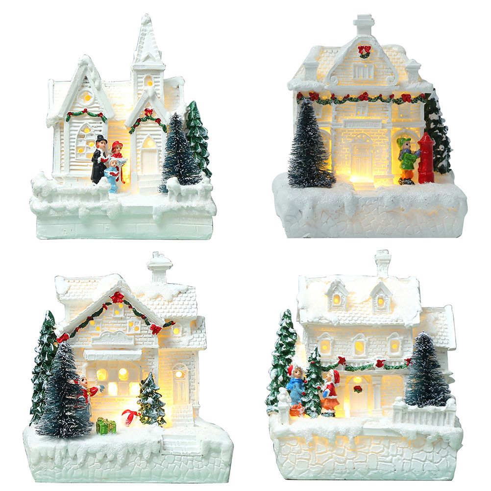 Christmas Village Ornament LED Lighted Christmas Village Houses with Figurines view 3