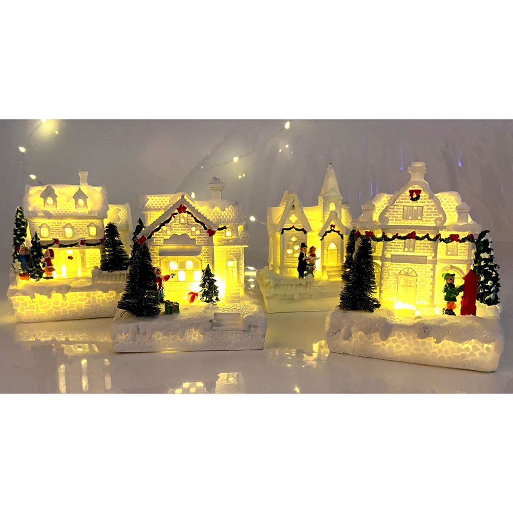 Christmas Village Ornament LED Lighted Christmas Village Houses with Figurines view 4