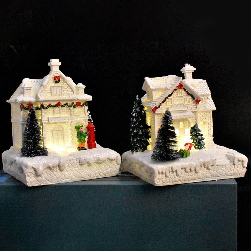 Christmas Village Ornament LED Lighted Christmas Village Houses with Figurines view 5
