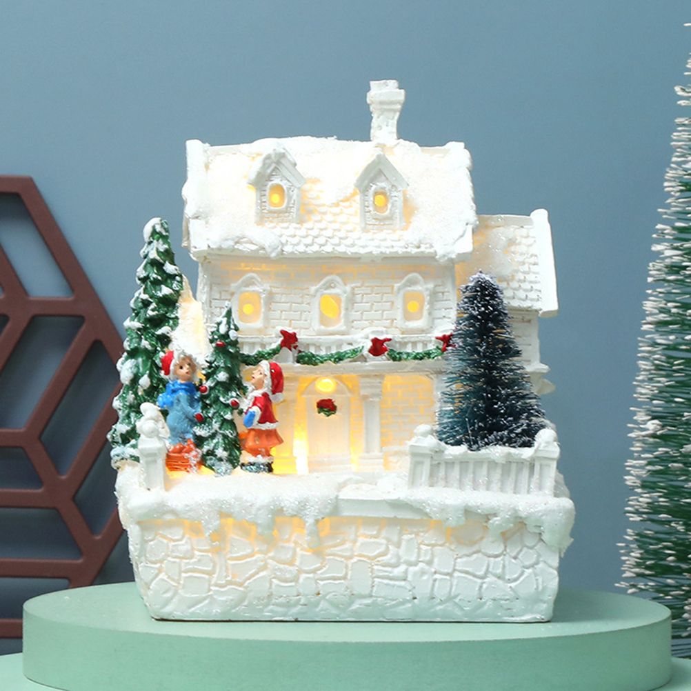 Christmas Village Ornament LED Lighted Christmas Village Houses with Figurines view 6