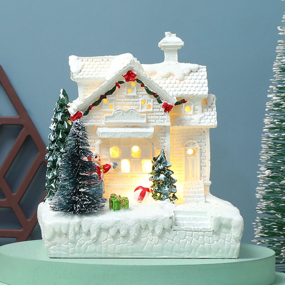 Christmas Village Ornament LED Lighted Christmas Village Houses with Figurines view 7