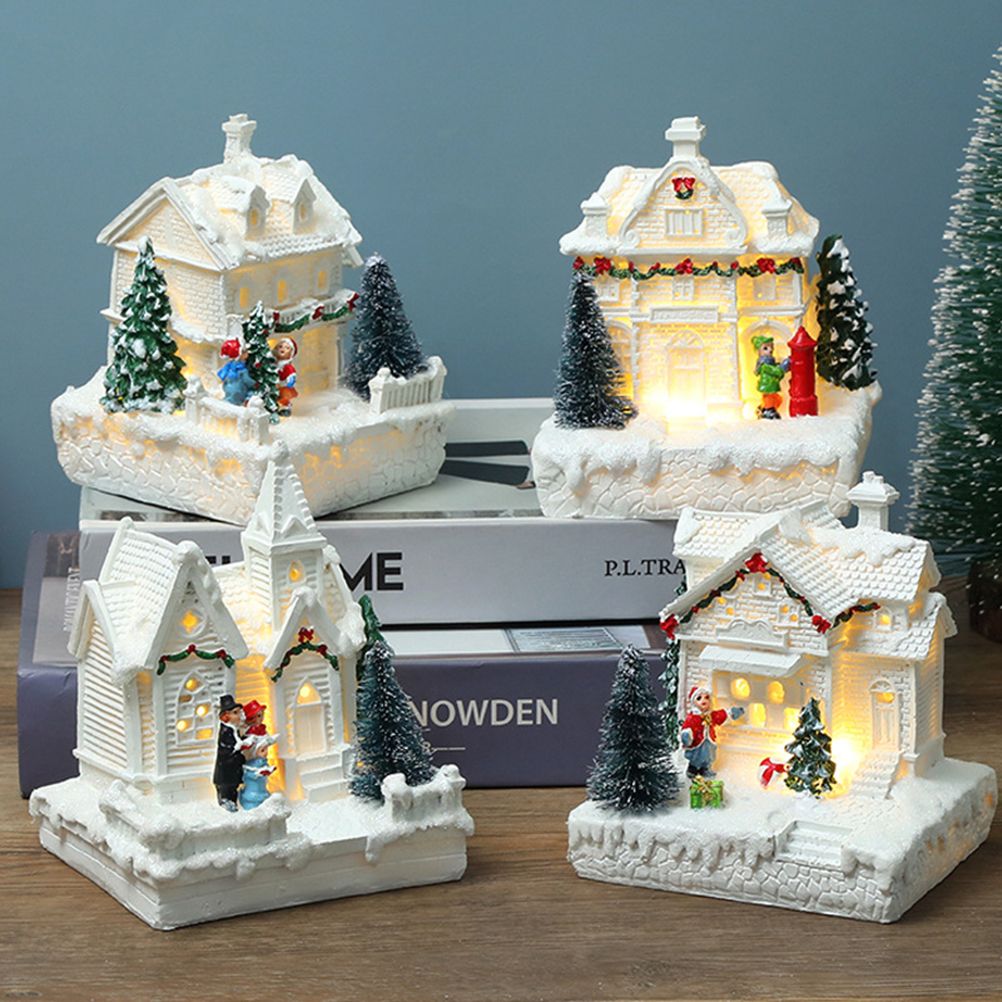 Christmas Village Ornament LED Lighted Christmas Village Houses with Figurines view 9