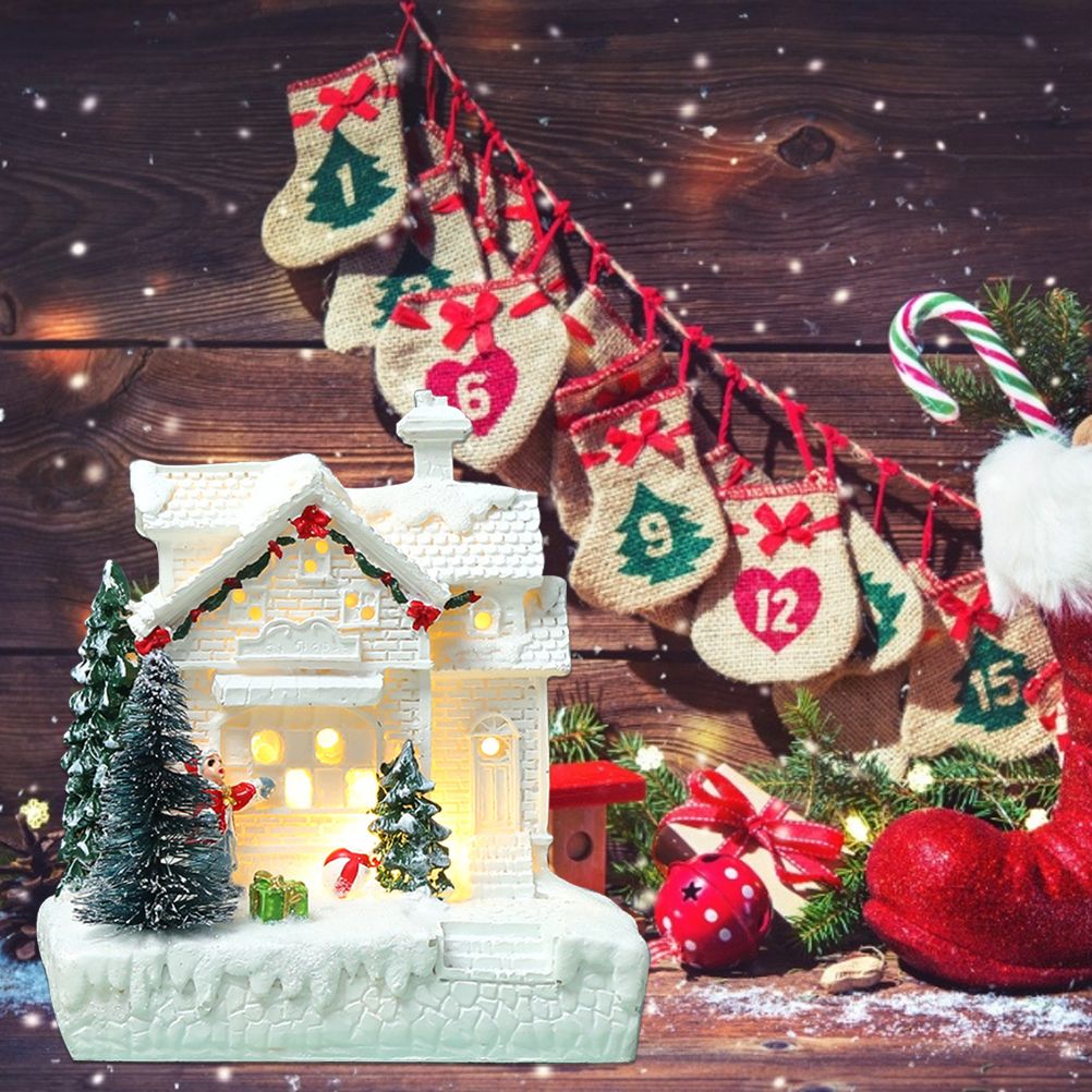 Christmas Village Ornament LED Lighted Christmas Village Houses with Figurines view 10