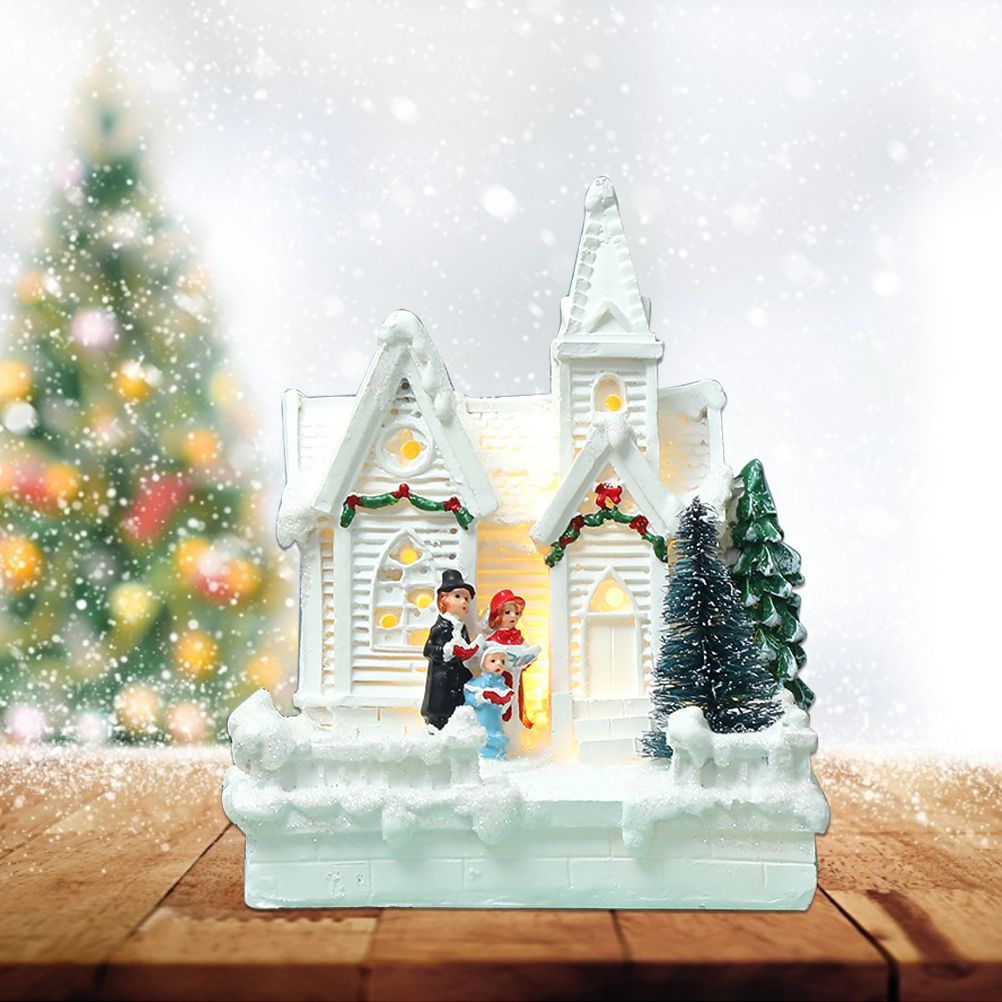 Christmas Village Ornament LED Lighted Christmas Village Houses with Figurines view 11