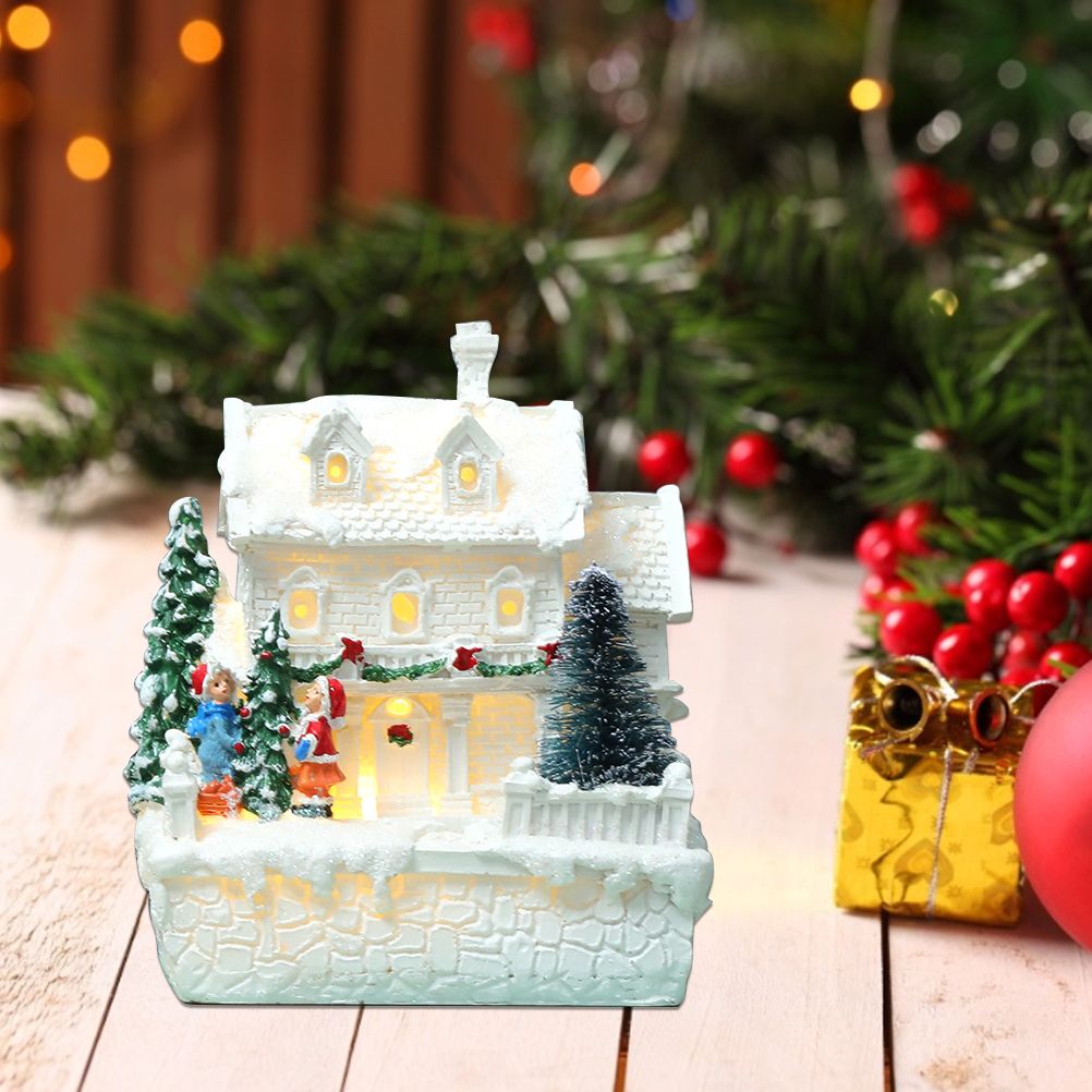 Christmas Village Ornament LED Lighted Christmas Village Houses with Figurines view 12