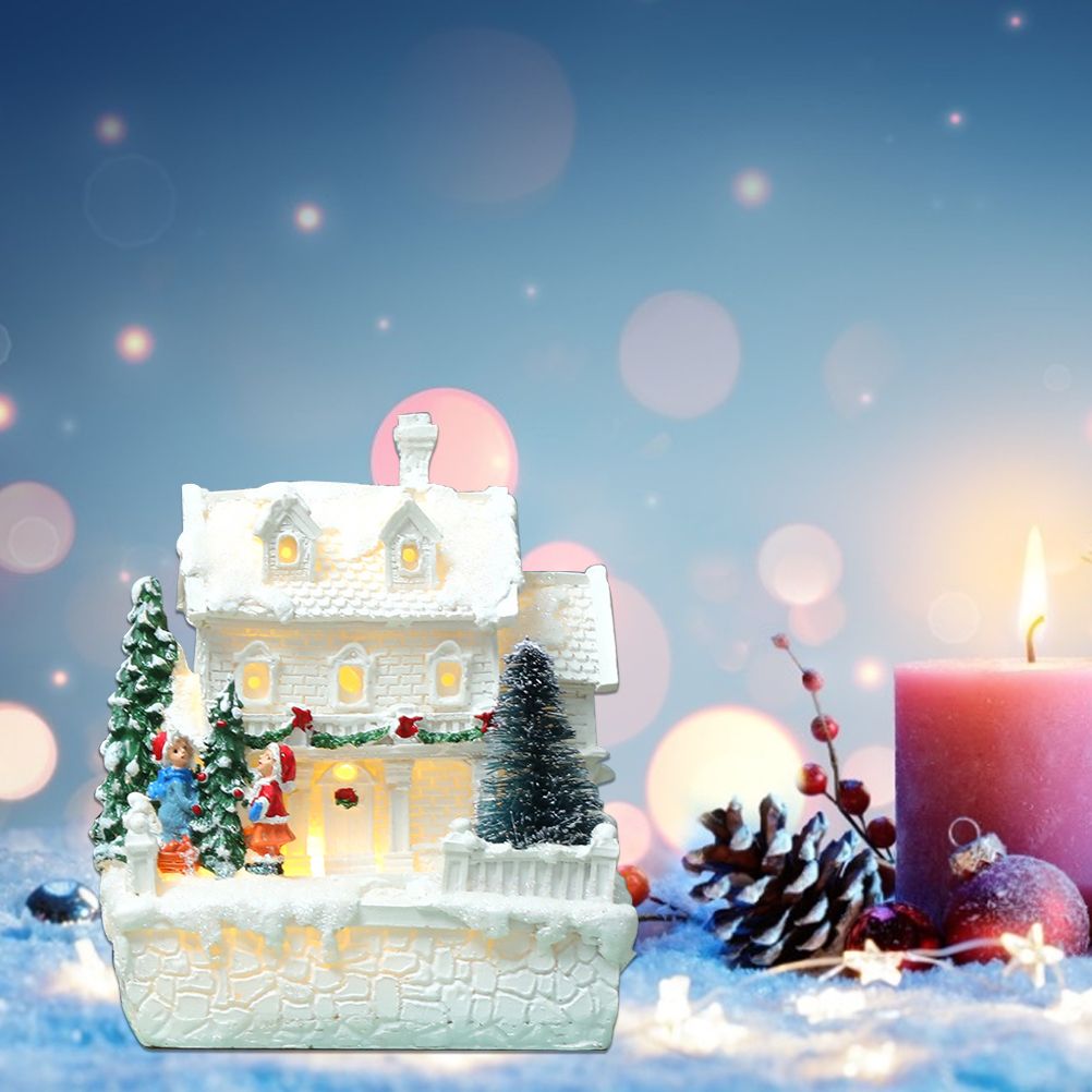 Christmas Village Ornament LED Lighted Christmas Village Houses with Figurines view 13