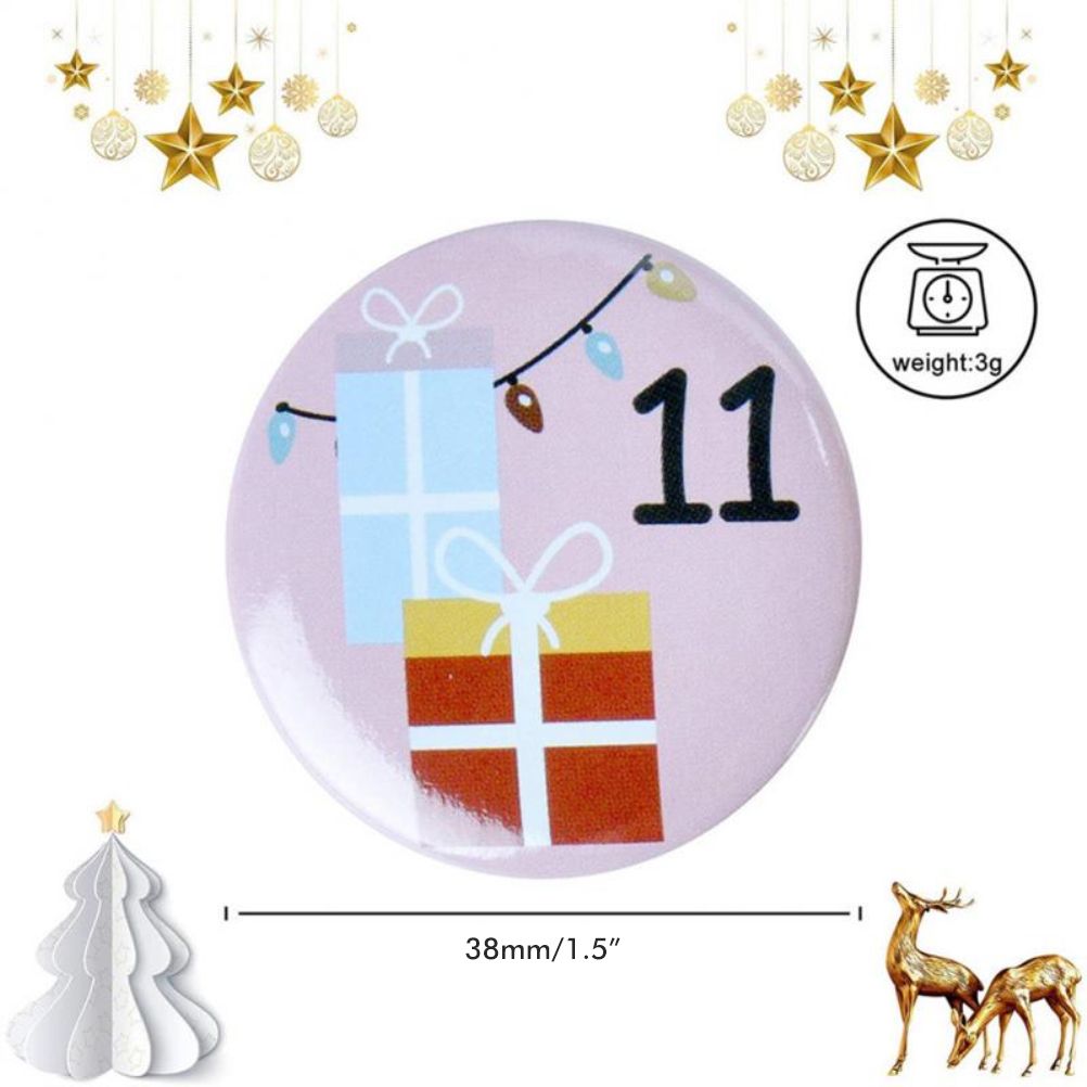1-25 Number Christmas Advent Calendar Round Buttons Set For Gift Decor For view 2