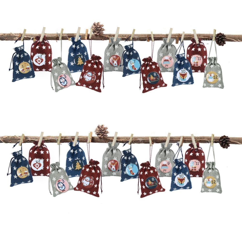 1-25 Number Christmas Advent Calendar Round Buttons Set For Gift Decor For view 5