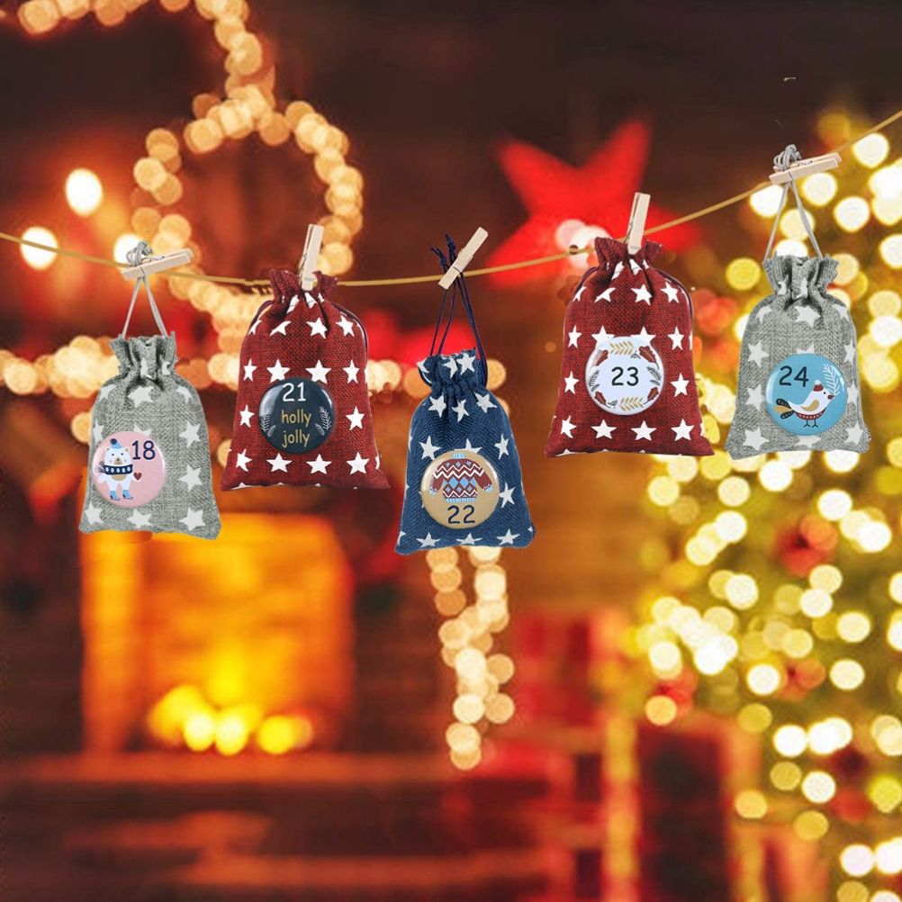 1-25 Number Christmas Advent Calendar Round Buttons Set For Gift Decor For view 8