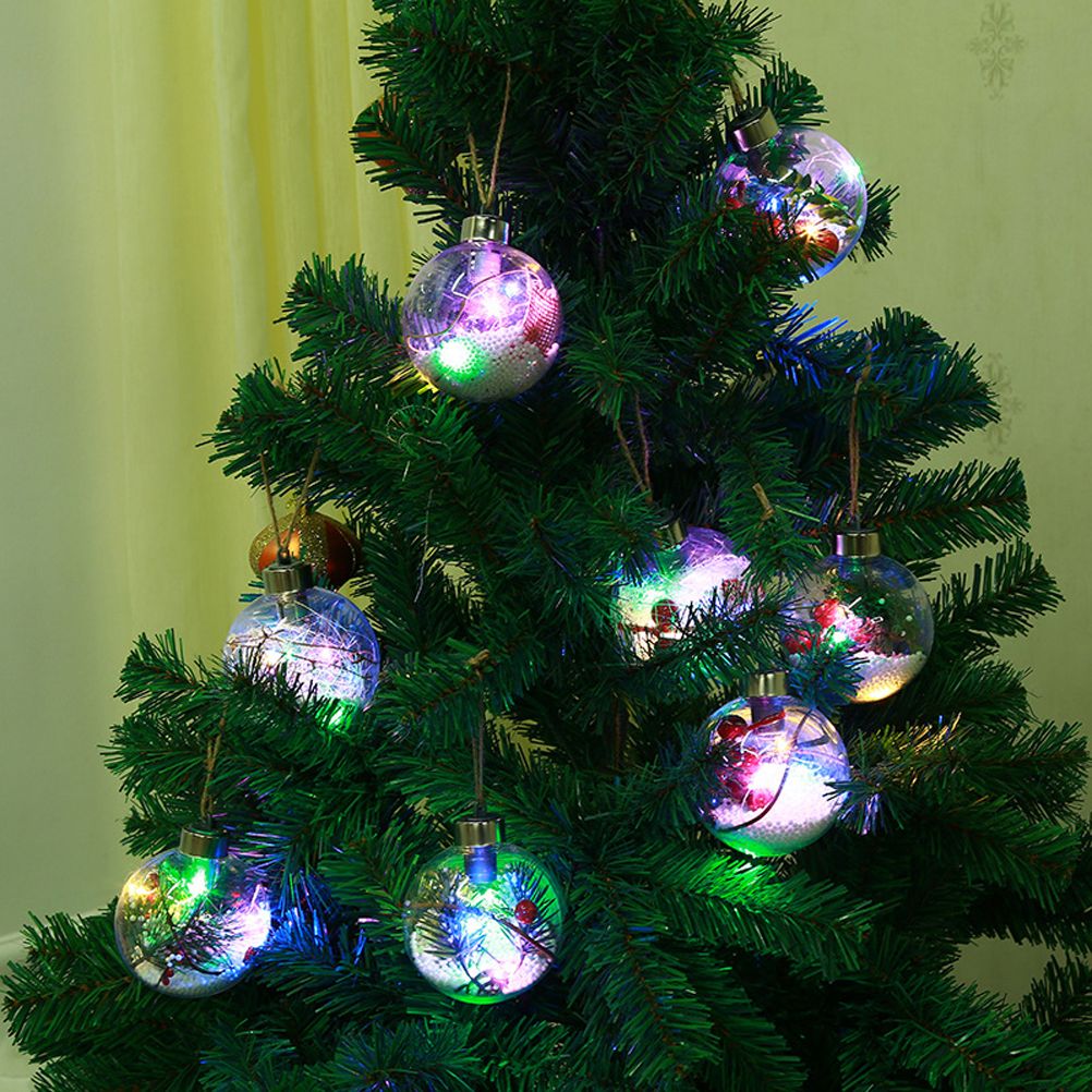 6Pcs Shining Christmas Balls with LED Light Pendants Refillable Ball Christmas view 3
